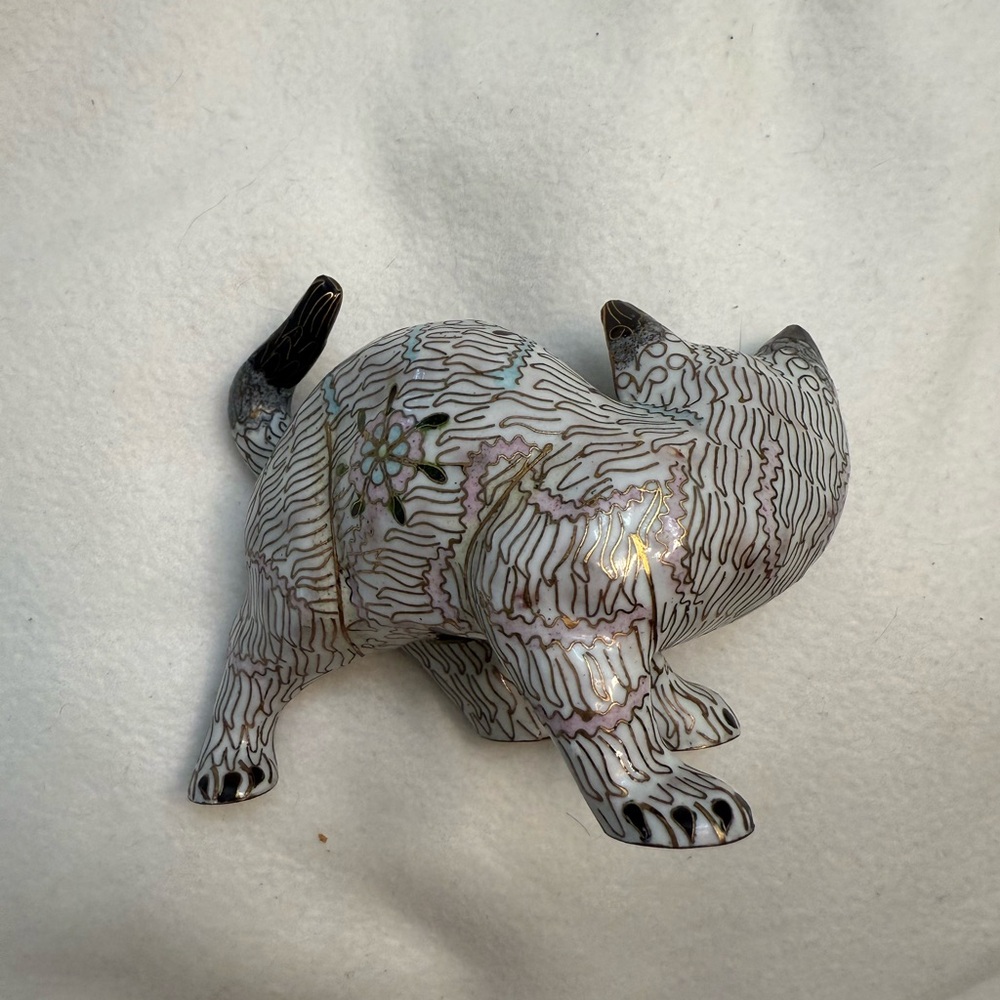 Vintage Cloisonne' Enamel Cat Figurine - Picture 5 of 9